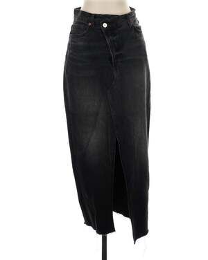 Reformation Nila Long Denim Skirt in Black Size 26